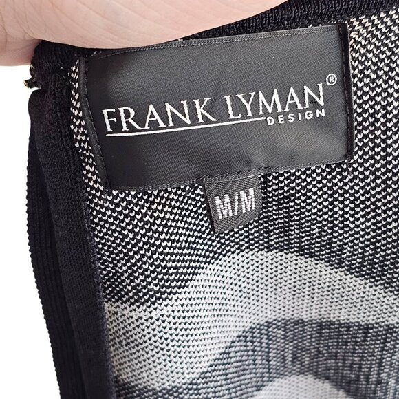 Frank Lyman Stretchy Bodycon Back White Striped Dress Sz M - Picture 5 of 6